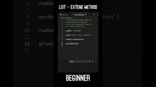 Python Tutorial - list extend method using example. #python #tutorial #beginner #programming #coding