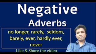 Negative adverbs- seldom, rarely, never, barely ever, hardly ever etc. || Adverbs || English grammar