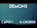 How To Play demons by Imagine Dragons | Capo 1 (4 Chords) Guitar Lesson