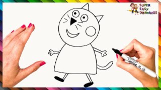 How To Draw Candy Cat From Peppa Pig Step By Step 🐱 Candy Cat Drawing Easy