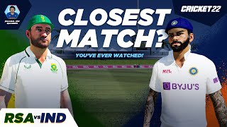 Most Intense/Closest Match Ever 😵 - India vs South Africa Test - Cricket 22 - RahulRKGamer