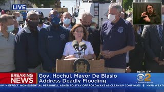 Ida's Impact: Gov. Kathy Hochul, Mayor Bill de Blasio Hold News Conference After Storm
