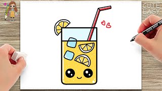How to Draw Cute Lemonade | How to Draw Cute Drink Easy