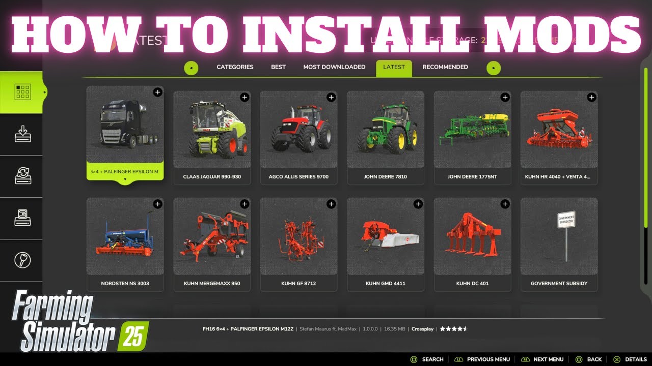 How To Install Mods In Farming Simulator 25 Ps5 Fs25 Youtube