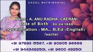 Angel matrimony/latest profile/Christian matrimony Madurai/9789215567/8608529228