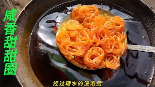 印度街頭美食：爆漿甜甜圈制作之秘訣，吃完后甜到第二天！ #印度街头美食 #印度美食 #街头美食 #传统美食 #美食制作