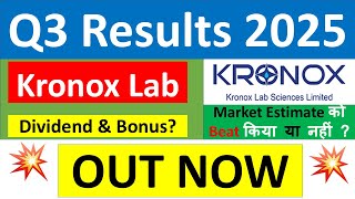 KRONOX LAB SCIENCES Q3 results 2025 | KRONOX results today | KRONOX LAB Share News | KRONOX Share