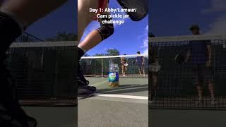 Pickleball Challenge: Who can dink a Pickleball into a pickle jar. #dill #pickleball #challenge