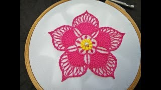 Hand Embroidery | Fantasy Flower Stitch | Needle Weaving Stitch Flower Embroidery