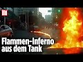 Brennende Benzinspur: Auto setzt Straße in Flammen | China