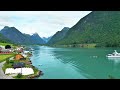 fjærland – where the fjords meet the glaciers 4k drone u0026 gopro hero 12 🇳🇴✨