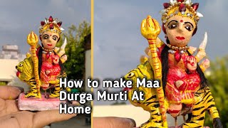 How to make durga idol with clay at home/ Maa Sherawali Murti making process By Creativepiu