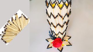 How to make flower vase with matchsticks | Flower vase diy | home decorating ideas | room decor