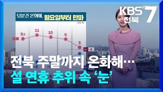 [날씨] 전북 주말까지 온화해…설 연휴 추위 속 ‘눈’ / KBS  2025.01.23.