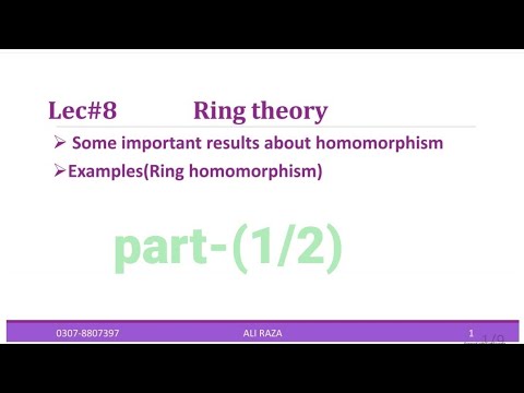 Ring Theory Lec#8(1/2) Some Important Results About Ring Homomorphism ...