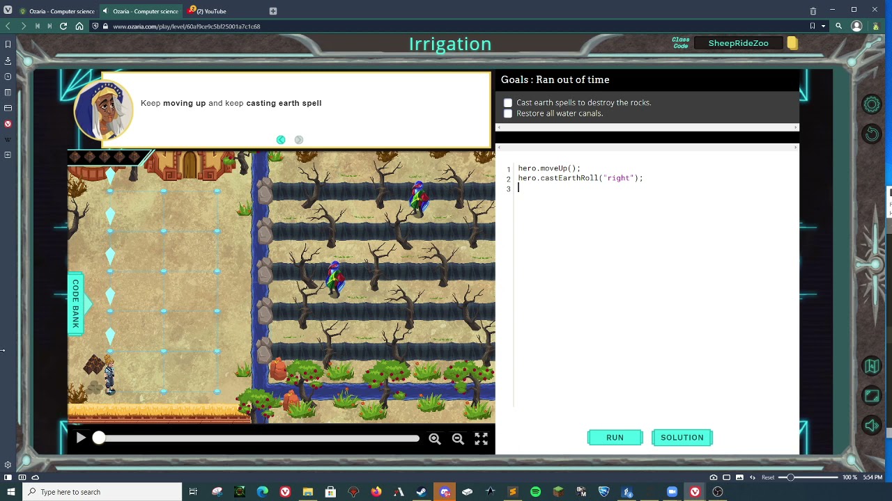Ozaria Javascript Chapter 3 Module 2 Irrigation Youtube