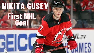 Nikita Gusev #97 (New Jersey Devils) first NHL goal Oct 4, 2019