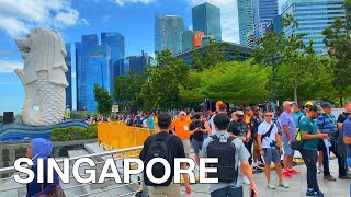 Singapore Marina Bay Sands & Merlion Park Walking at Daytime 4K🇸🇬