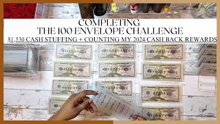 $1,530 CASH STUFFING | JANUARY 2025 | 100 ENVELOPE SAVINGS CHALLENGE | CASH BACK REWARDS UNSTUFFING