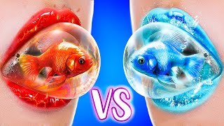 Fire vs Water Pets! We Build a Secret Room in a Fish Tank