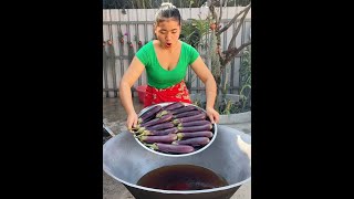 eggplant fried with pork cook recipe