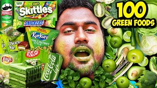 Eating 100 Green Colour Foods In 24 Hours