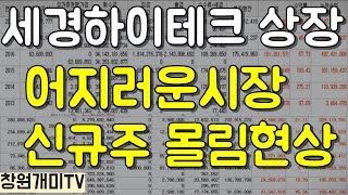 세경하이테크 상장 저점깨고 무너지는시장 신규주로 몰림현상