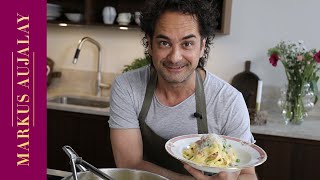 Tagliatelle med ost och skinksås | Markus Aujalay