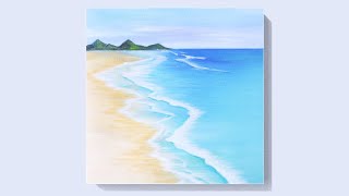 EASY BEACH ACRYLIC PAINTING TUTORIAL FOR BEGINNERS | LEARN HOW TO PAINT