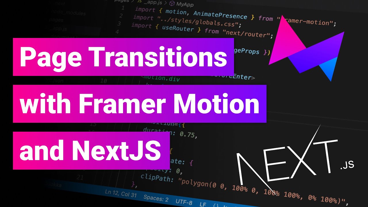 Create Beautiful Page Transitions Nextjs Framer Motion Youtube