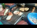 burger making this man selling egg burger egg anda bun kabab at street food of dhaka bangladesh