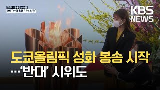 [코로나19 국제뉴스] 도쿄올림픽 성화 봉송 ‘불안한 출발’…“반대” 시위도 / KBS 2021.03.26.