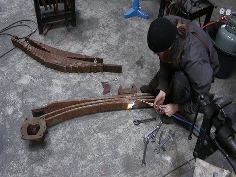 Salvaging leaf springs from a semi truck for sword smithing. Salvaging leaf springs from a semi truck for sword smithing.
