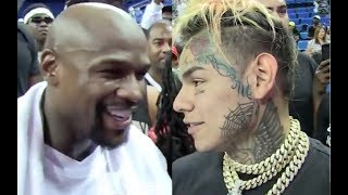 6ix9ine STARSTRUCK after Floyd Mayweather shows him LOVE in LA, asks Floyd to HANGOUT