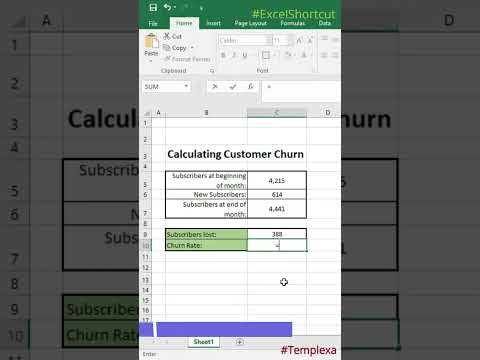 Reduce customer churn: Excel tutorial to calculate churn rate! #ExcelTutorial #ytshorts