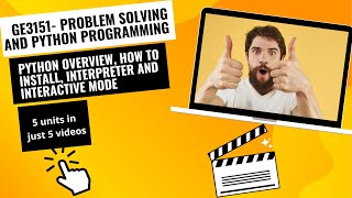 GE3151 python overview, interpreter and interactive mode, how to install #pspp #pythonprogramming