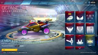 Rocket League 3v3 match. X-Men in the shops, 7 days left in store