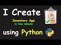 I CREATE INVENTORY APP IN 2 MIN USING PYTHON & PYTHON TKINTER  TUTORIAL