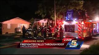 Firefighter falls through roof at Lincoln Heights house fire