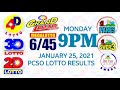 Lotto Result January 25 2021 (Monday), 6/45, 6/55, 3D, 2D | PCSO Lottery draw