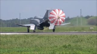 4K【超迫力ウエストラン・豪快にドラックシュート】♯301 F-４EJ ファーストミッション Rwy04L 百里基地 nrthhh