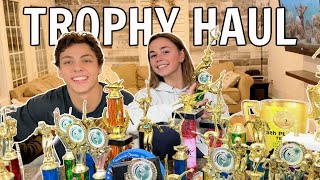 KATIE's Trophy Haul With CADEN **Dad Wanted To Throw Them All AWAY** | Gymnastics Stories