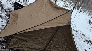 Hot tent camping in a Pomoly Chalet 70 in 20° weather