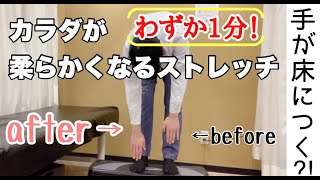 【前屈み　硬い人】『わずか1分！　体が硬くて床に手がつかない人がやるストレッチ』【落合　接骨】