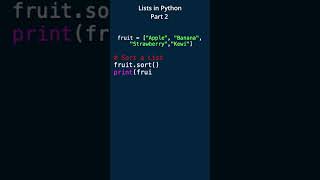 Lists in Python - Part 2 - Adding, Removing, Sorting and Printing a Singular Item