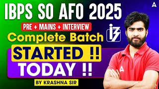 IBPS SO AFO 2025 | Complete Batch Started Today | By Krashna Sir