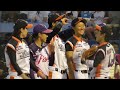 みなみ選手　ピース　試合前オールスター2019　女子プロ野球（高塚南海）