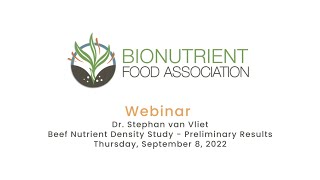 Dr. Stephan van Vliet: Beef Nutrient Density Study Preliminary Results
