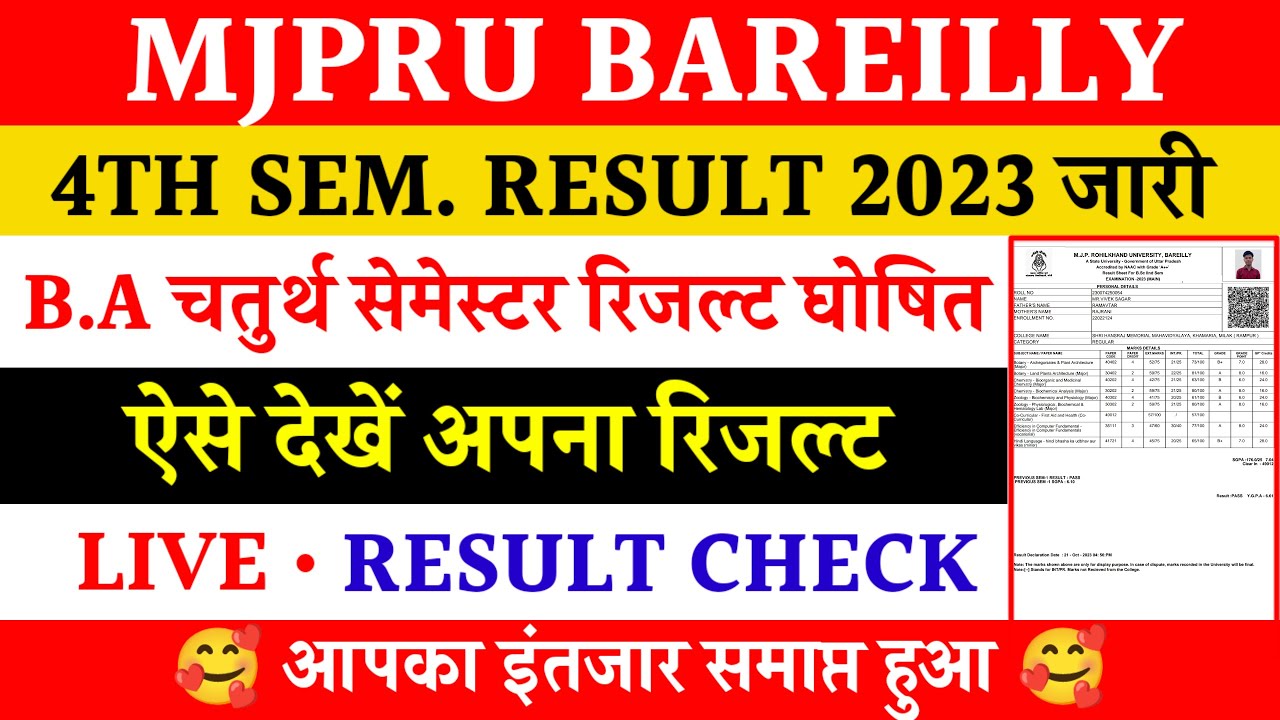 Mjpru Result Kaise Dekhen | Mjpru Ba 4th Sem Result Declared 2023 | Ba ...