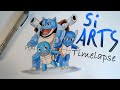 Drawing Squirtle, Wartortle, and Blastoise (Pokémon Timelapse)